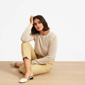 New Everlane The Mesh Soft Cotton Crew Sweater in Praline Women's Size XXS